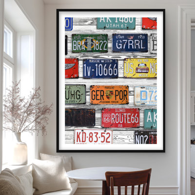 Number Plates - Green Car Framed Matted Print | Home Decor