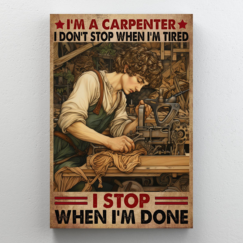" Man Im A Carpenter ", 36" H x 24" W x 1.25" D