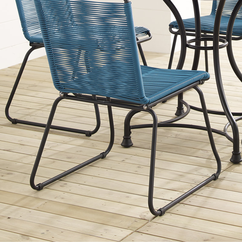 Travers Indoor/Outdoor Stackable Wicker Dining Side Chair, Peacock