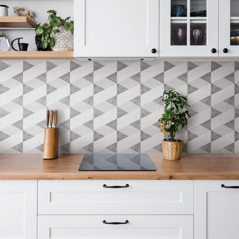 Self Adhesive Vinyl Splashback Tiles Sticker Peel Stick set 9 pieces 30x30 cm Geometric composition