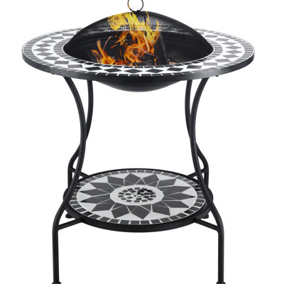 Table de foyer extérieur de 76 cm (30 po) au design de 31 - Combustion au bois, seau à glace pour terrasse, étagère de rangement pour des barbecues, feux de camp et campings agréables.