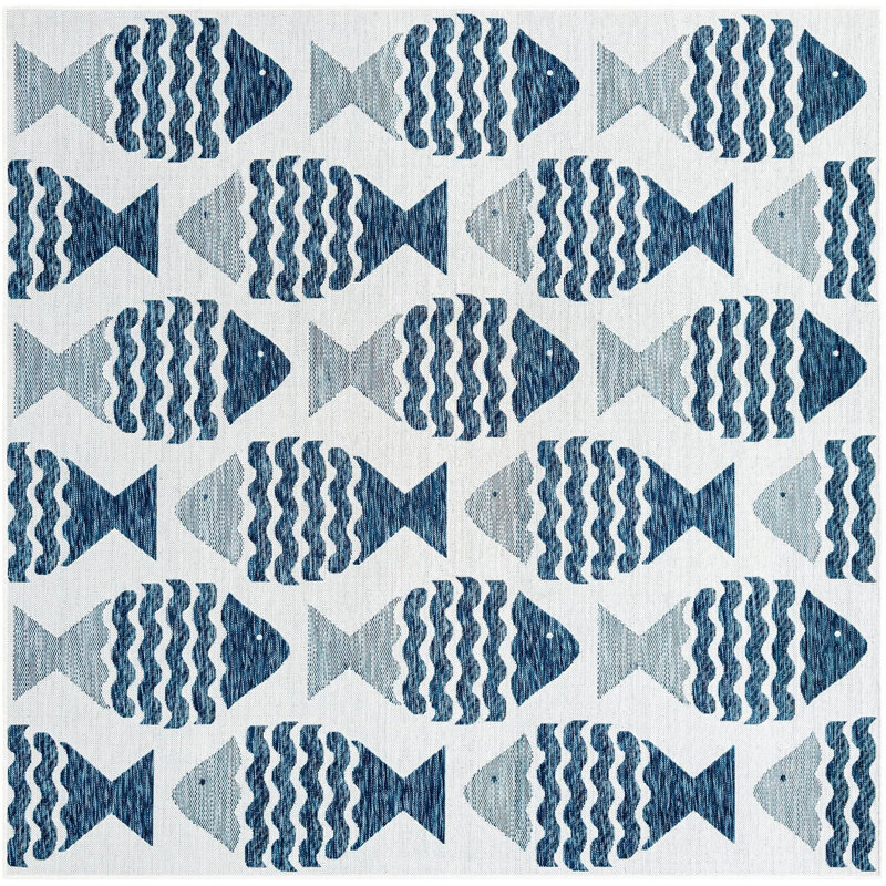 Tapis contemporain bleu marine Daitzman, Carré 7 pi 10 po