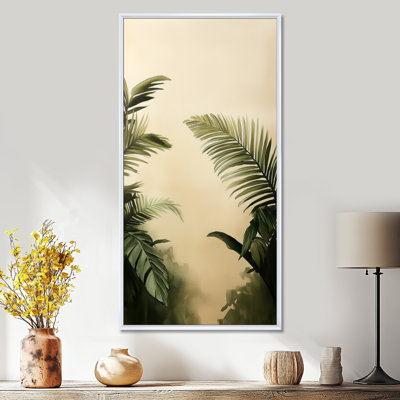 «Green Cream Green Palm Trees in Tropical Forest III», reproduction encadrée sur toile, art mural sur toile Boho