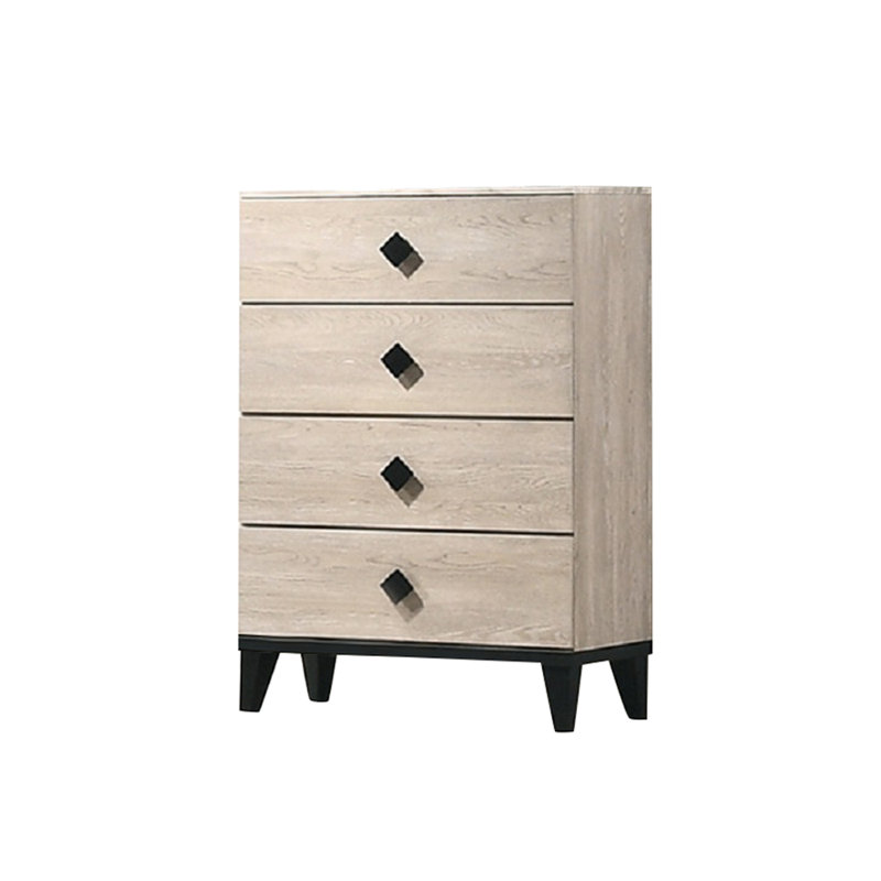 Commode en bois avec 5 tiroirs gris, Blanc
