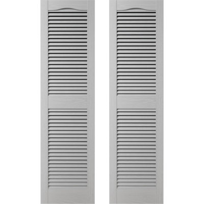 Builders Edge Standard Cathedral Top Centre Mullion Open Louvre Shutter Pair