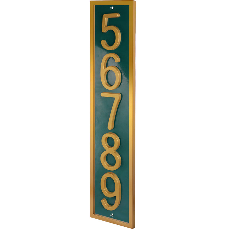 Plaque d'adresse verticale encadrée en aluminium Royal Shade - numéros de maison personnalisés à 3/4 chiffres pour des espaces intérieurs et extérieurs élégants