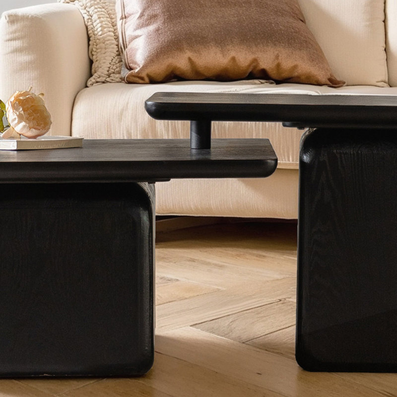 Ensemble de tables basses carrées de style rétro, Noir