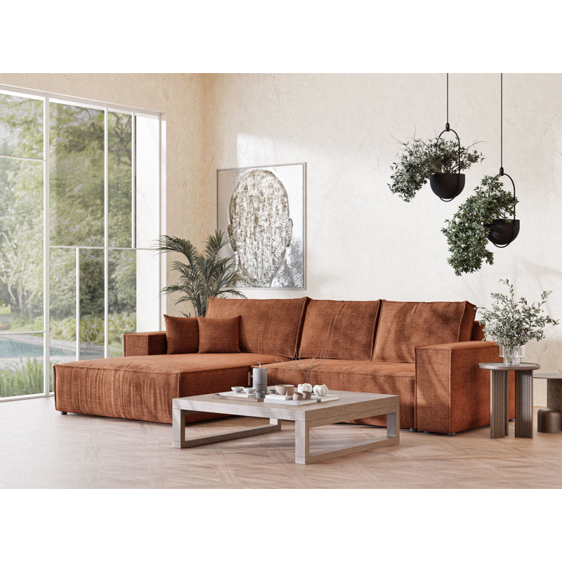 5 Seater Reclining Corner Sofa , Copper Polyester/Chenille, Left Hand FacingLeft Hand Facing