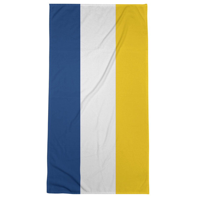Cotton Blend Beach Towel, Blue/Off White/Yellow