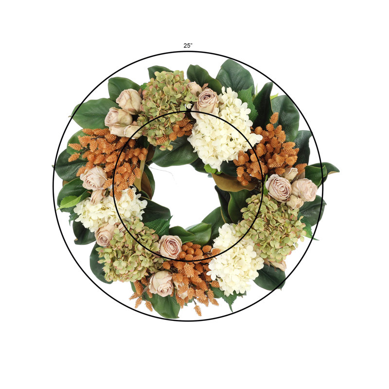 26" Thistle and Hydrangea Wreath