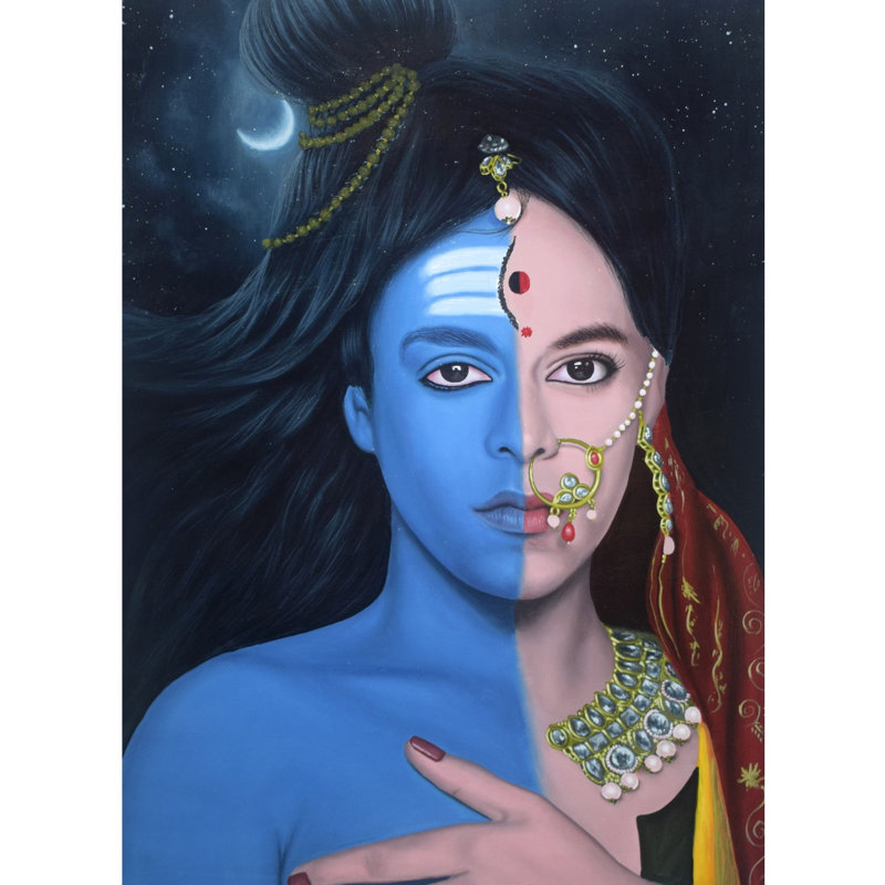 Ardhanarishvara (Shiva Shakti) | Peinture de Hemant Raja