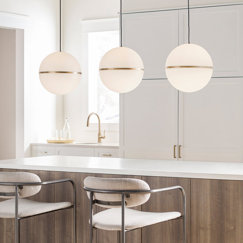 Hanea 1 - Light LED Pendant, !4" H x 14" D x 14" W, Aged Brass