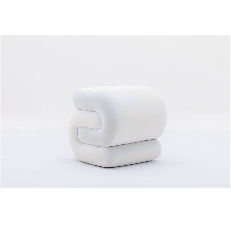 017s-S-shape Velvet Fabric Ottoman Makeup Stool Footstool, White