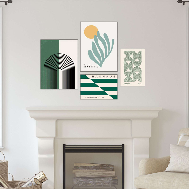 Ensemble de 4 décorations murales en MDF de style Mid-Century Bauhaus & Matisse