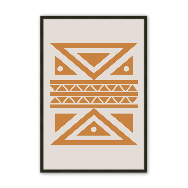 Motif tribal moderne imprimé III, H 21 po x l 17 po, Noir satiné