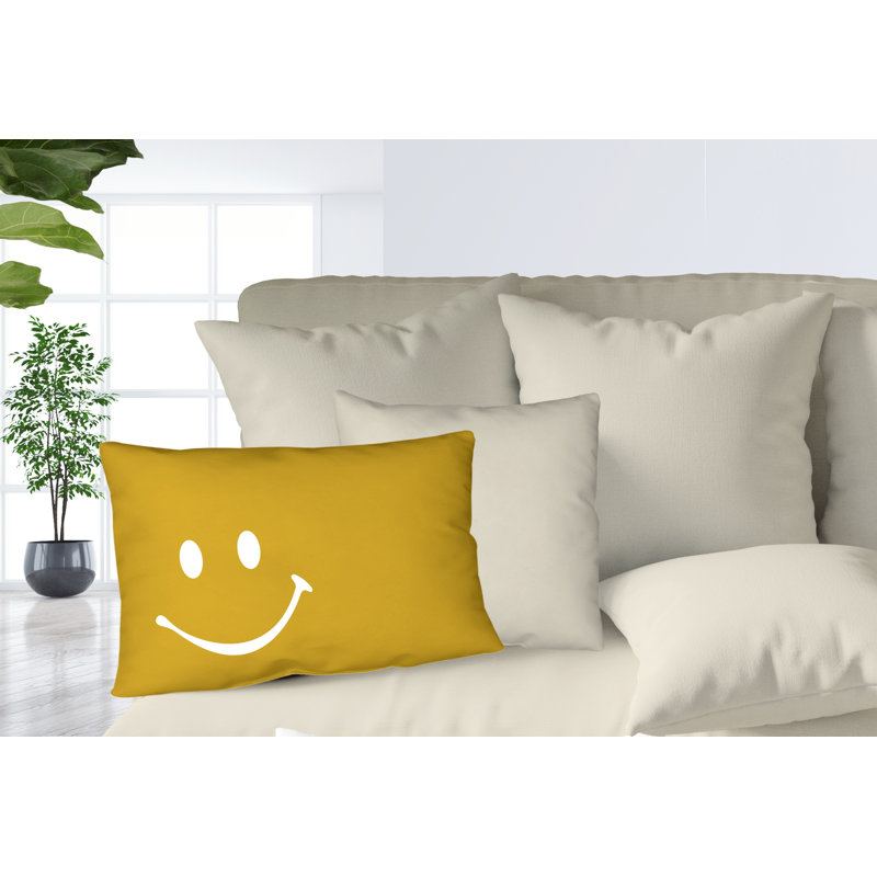 Housse et insert de coussin rectangulaire Sweet Sweet Smiley Face, Moutarde