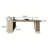 Modern Light Luxury L-Shaped Bright Glossy Rock Slab Desk with High-Grade Leather Accents, Multi-Functional Side Cabinet & Built-in Tea Table-1067811787