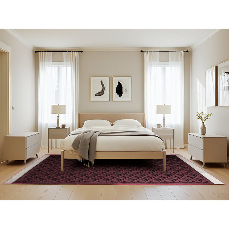 Machine Washable Trellis Brown Area Rug, Rectangle 5' x 8'