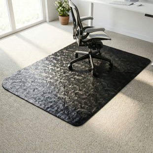 Chair Mat for Low Pile Carpet, Non-Slip Spikes Backing Prevents Dents & Slips, 3D Light-Reactive Rose Pattern PVC Floor Protector for Office & Dining Room