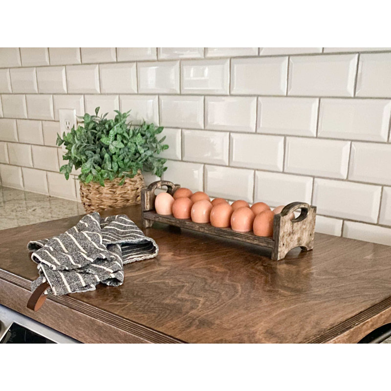 Porte-œuf en bois Farmhouse - Plateau de comptoir empilable fait à la main pour 12 œufs, Brun