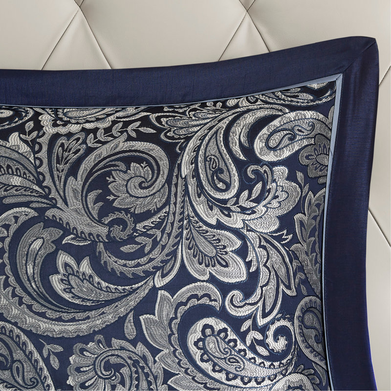 Ensemble d'édredon 12 pièces avec draps en coton bleu marine, Édredon pour grand lit + 11 pièces additionnelle