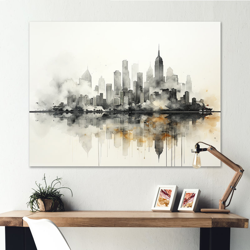 Onyx Outline Sckycraper, impression sur toile, Toile tendue, H 12 po x l 20 po