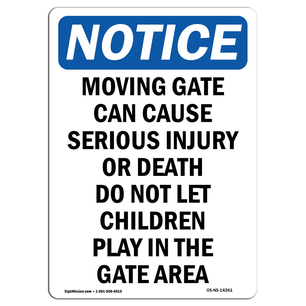 Sigo Warnschild "Moving Gate Can Cause Serious Injury Or Death" | 25,4 X 35,6 Cm | Aluminium, Wetterfest | Made In USA