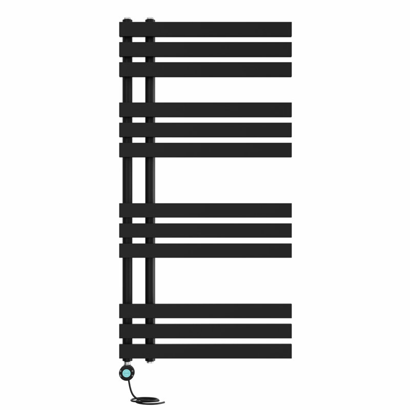 Camari Designer Towel Rail Heated Towel Rails, 120cm H x 60cm W x 7.35cm D, Black