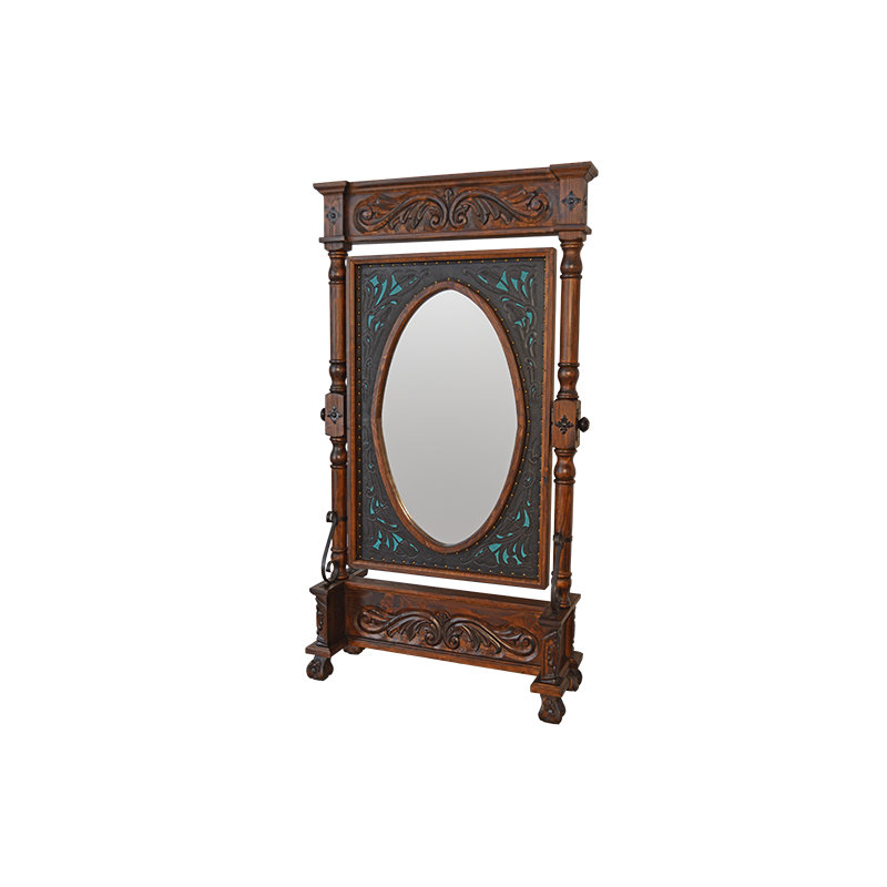 The Hacienda Flair  Standing Mirrror, Dark Brown Wood