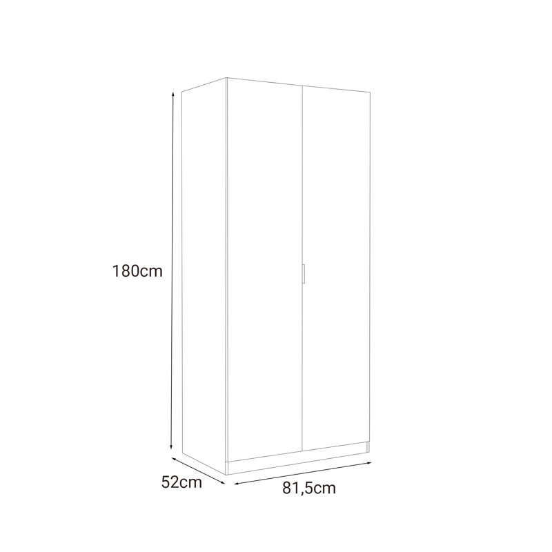 Casimiro 2 Door Manufactured Wood Wardrobe, White