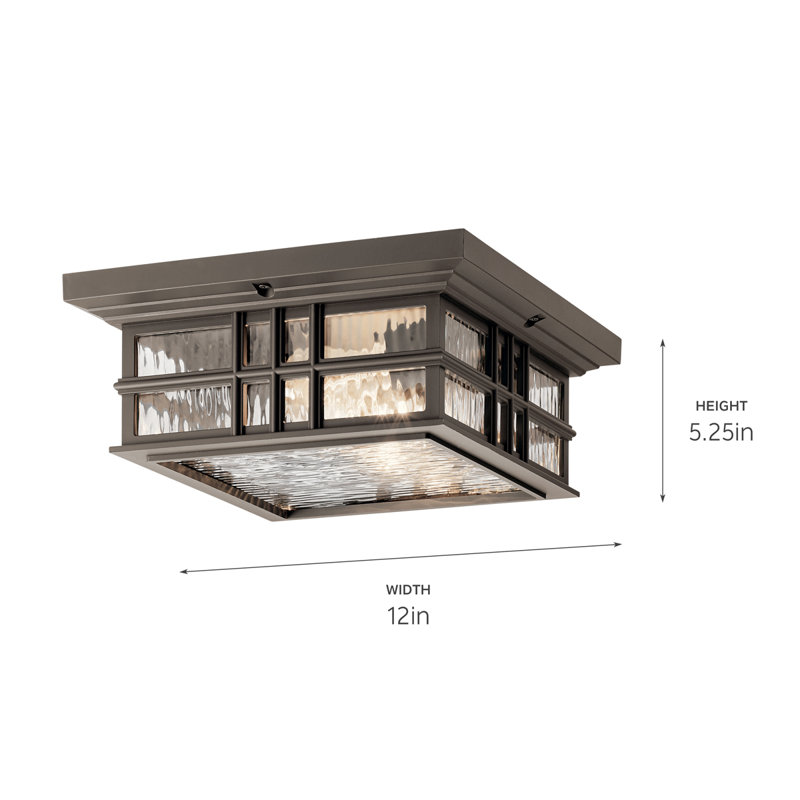 Olde Bronze 12" Glass Square Flush Mount Ceiling Light
