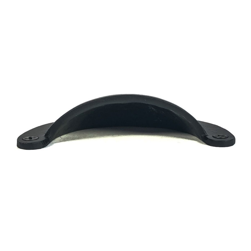 Matte Black Iron Cup Pull with Mounting Hardware