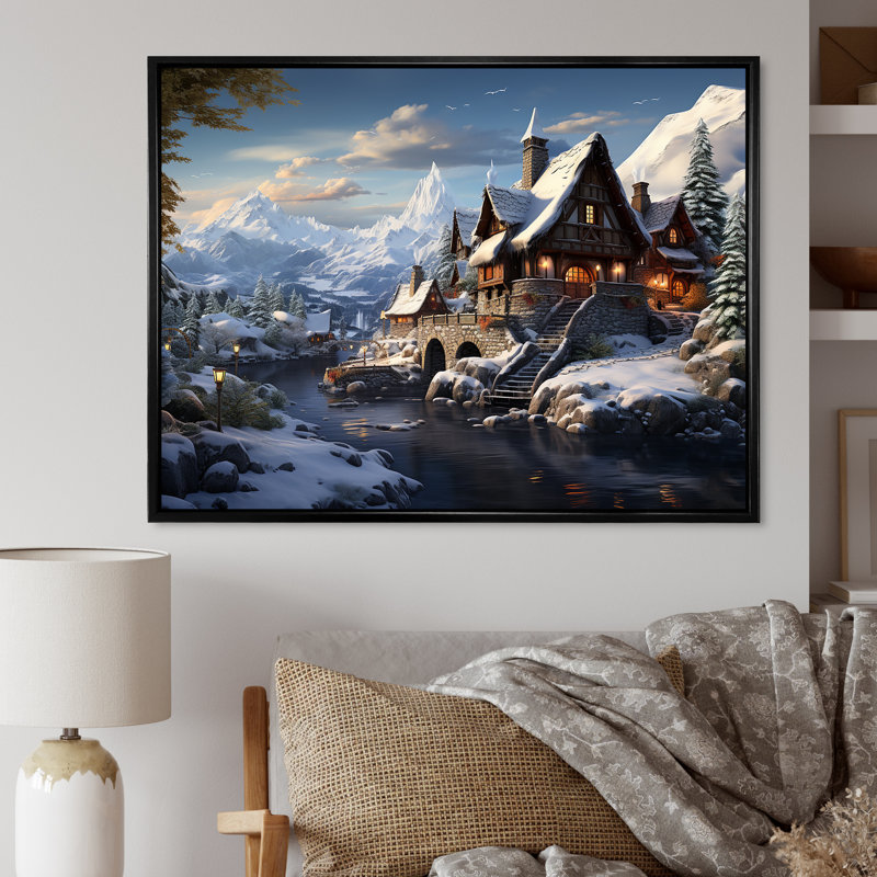 Allemagne, Allemagne, paysage d'hiver, Cadre flottant noir, H 12 po x l 20 po x P 1 po