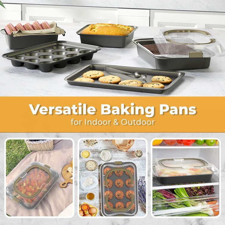  LINKLIFE Baking Pans Set for Oven Baking, Bakeware Sets 6-Piece  Includes Cup Cake Pan, Square Pan, Cookie Sheet, Deep Roasting Pan, Loaf  Box, Nonstick Coating Baking Pan Dishwasher Safe: Home 