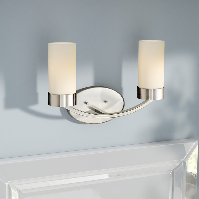 Éclairage de salle de bain à intensité variable 2 lumières Ashaan, Nickel poli