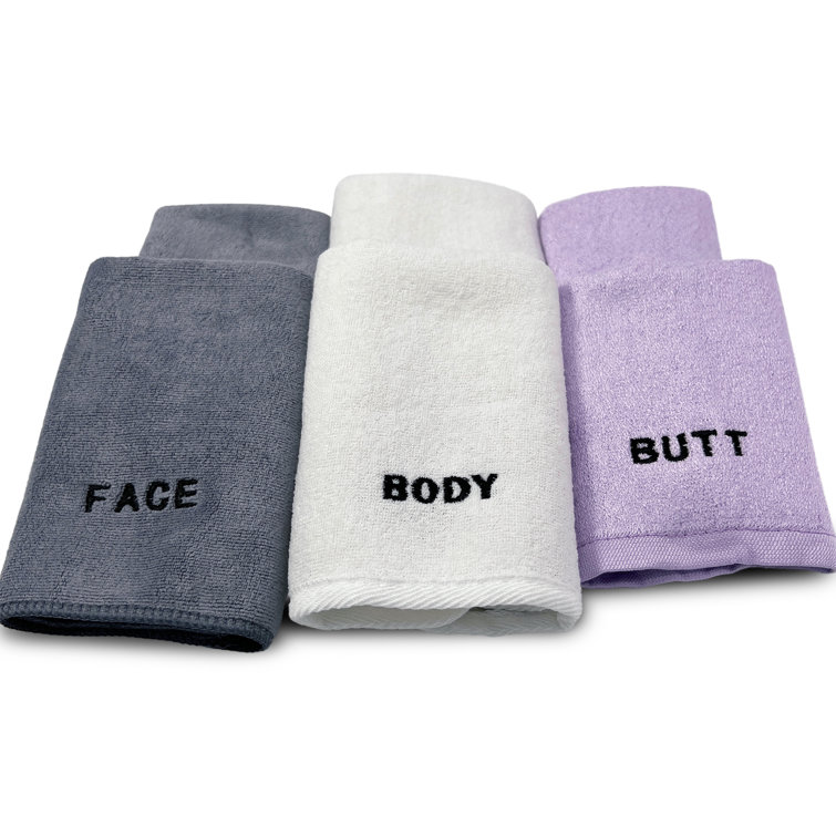 Complete Washcloth Set - Complete 6 Piece Washcloth Towel (Set of 6) Crafty Cloth Inc Color: Gray/White/Purple