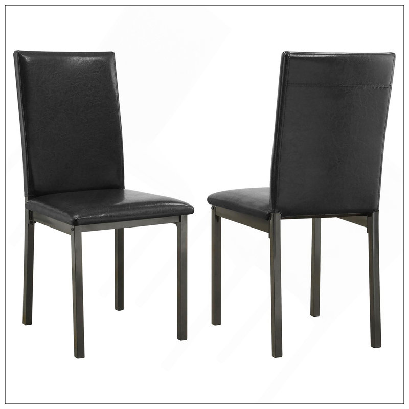 Élégantes chaises d'appoint rembourrées en similicuir noir et gris (ensemble de 2), parfaites pour les espaces de repas et de vie transitionnels.