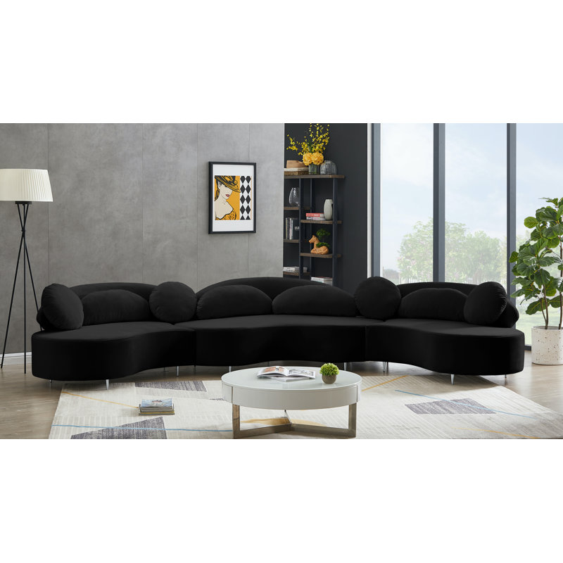 Canapé modulaire en velours Enton, Velours noir