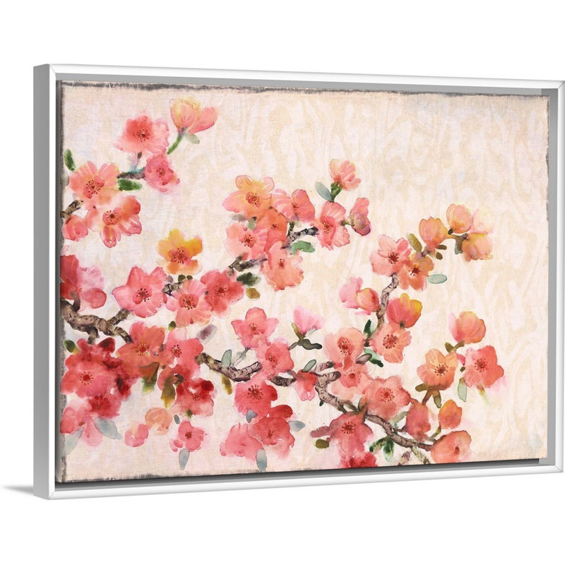 «Cherry Blossom Composition II» par Timothy O 'Toole - reproduction d'art sur toile, Cadre flottant blanc