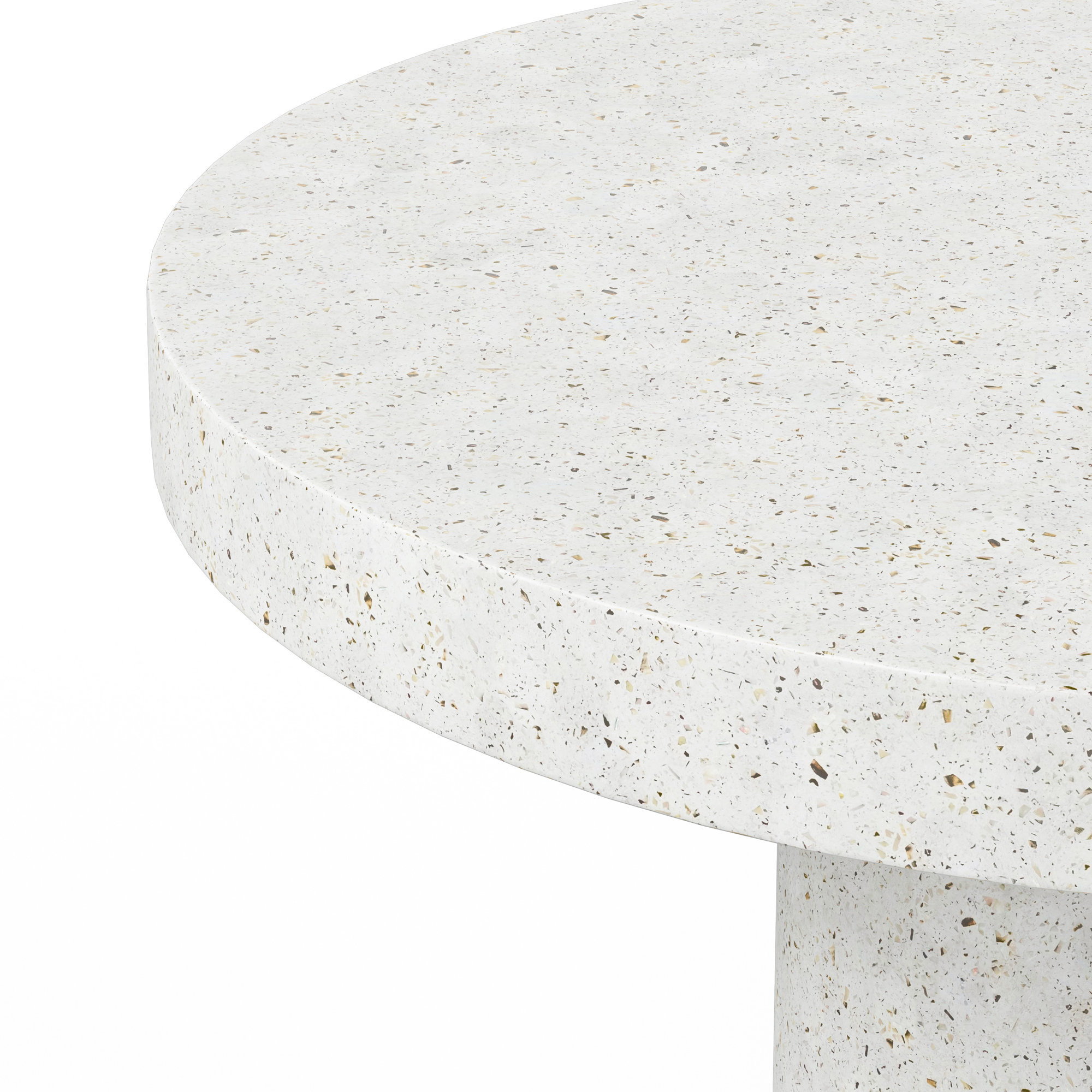 Kareen Concrete Pedestal Dining Table, Bar Table (41.75" Height), 47.25" Round, Ivory Terrazzo