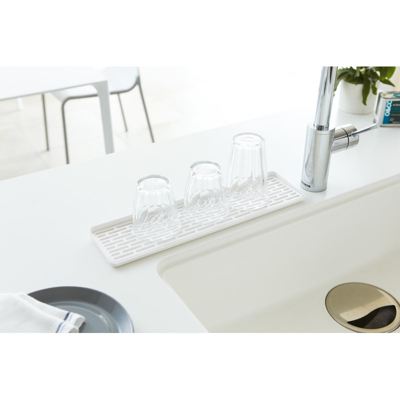 White Plastic Sink Side Glass Drainer Tray