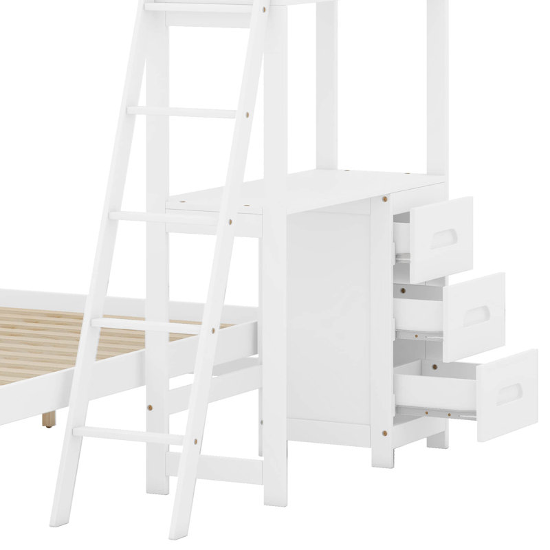 Twin over Full 3 Drawer Standard Bunk Bed with Built-in-Desk by Cosmic