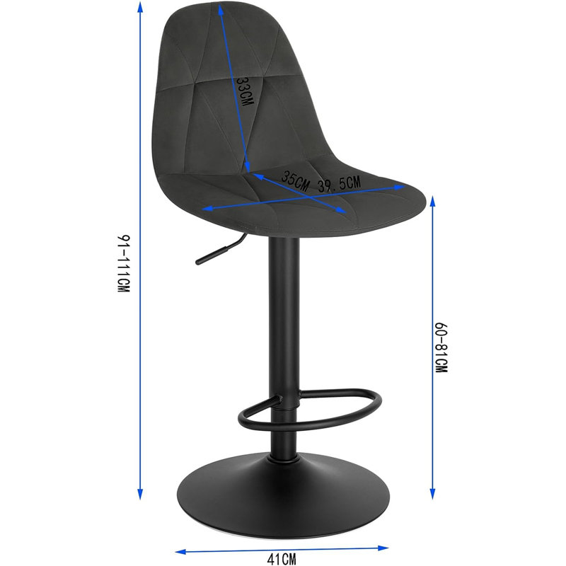 Marcien Swivel Upholstered Adjustable Height Counter Stool with Metal Frame, Dark Grey