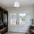 9.5" Modern Ceramic Flush Mount Ceiling Light, Minimalist White Cylinder Drum Shade with Vertical Stripes, E26 Base 60W Max, UL & ETL Listed, Perfect for Bedroom Hallway Kitchen