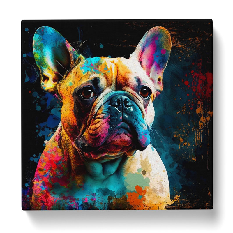 French Bulldog Abstract Expressionism - Wrapped Canvas, 50cm H x 50cm W x 3cm D