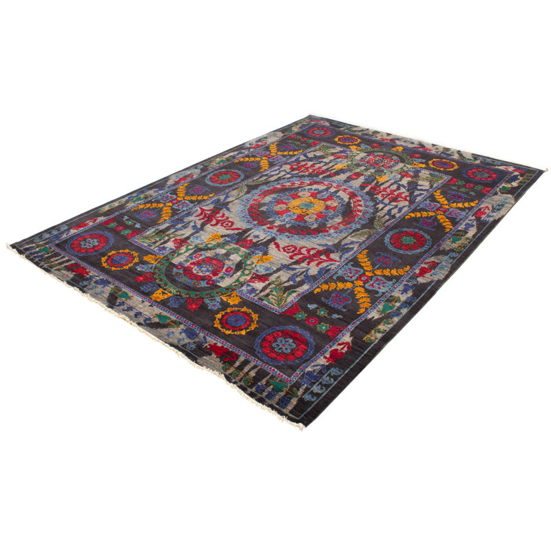 Azgan One-of-a-Kind 7'10" X 9'10" New Age Wool Area Rug in Dark Gray