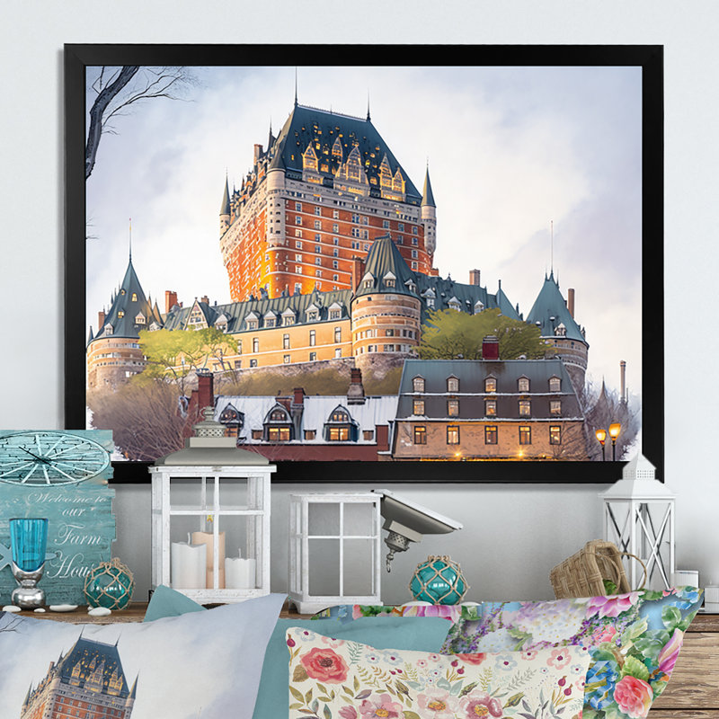 «Fall Season Chateau Frontenac III», reproduction sur toile, Impression noire sur toile encadrée, L 20 po x H 12 po