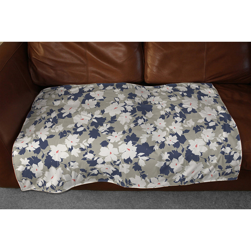 Couverture de fleurs, 50 po x 60 po, Gris
