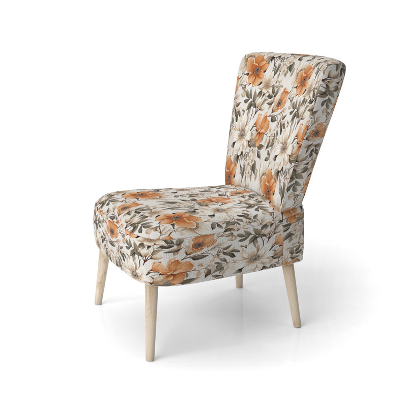 Vintage Florals - Chaise d'appoint rembourrée scandinave, chaise d'appoint blanche