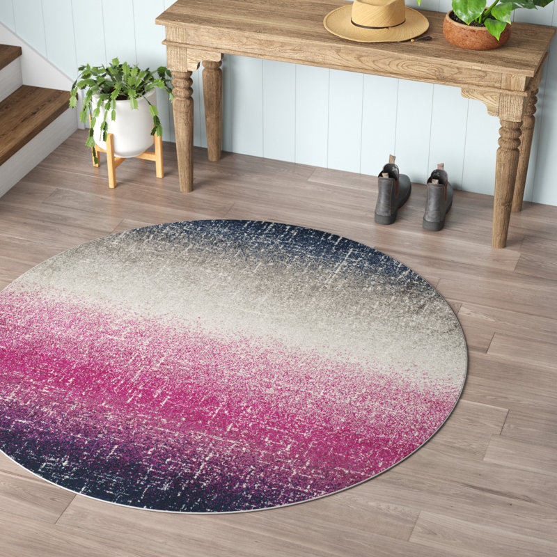 Tapis fuchsia / bleu marine Christa, Rond 6 pi